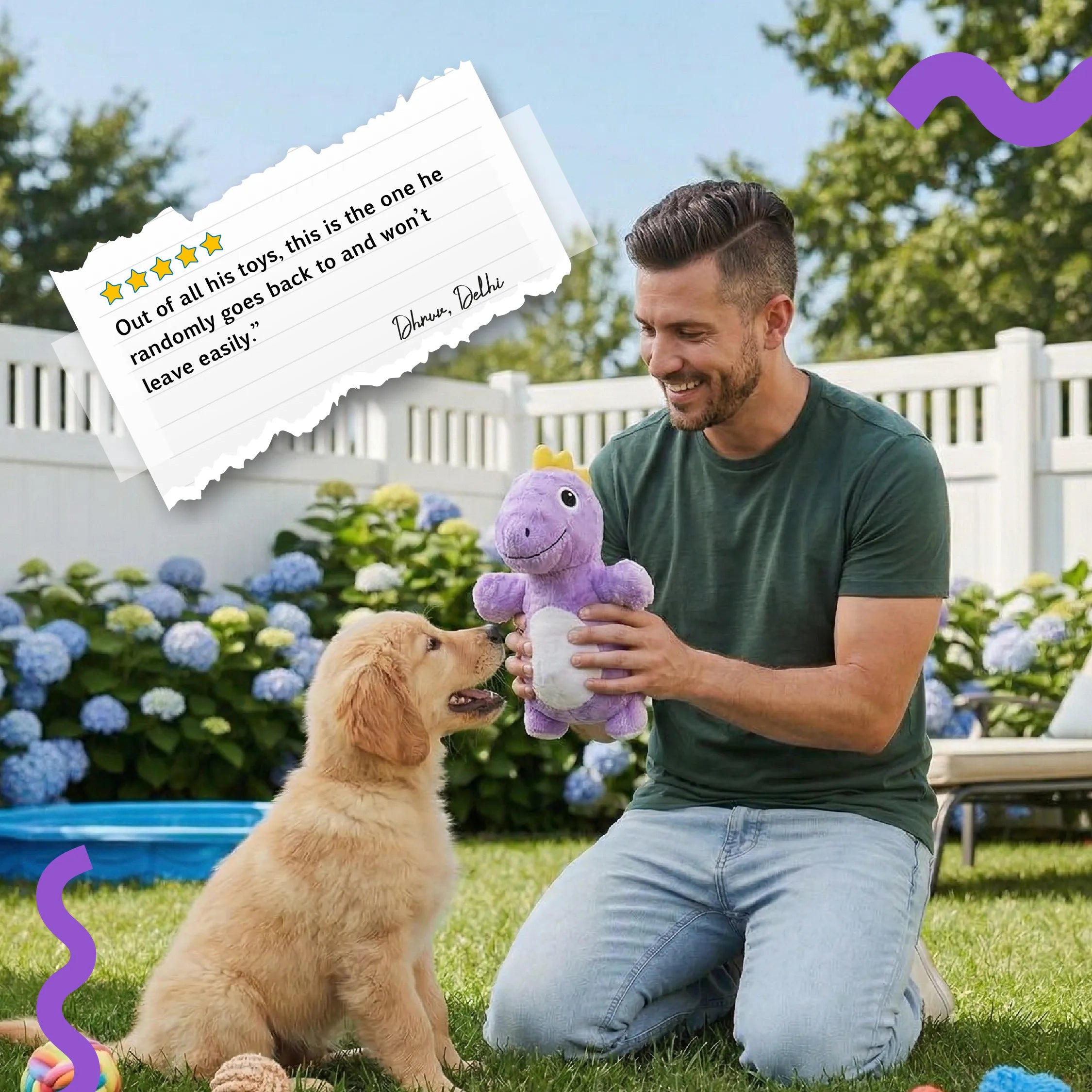 DinoSqueak | Interactive Squeaky Dog Toy. Built-in Squeak. Washable. Endless Play.