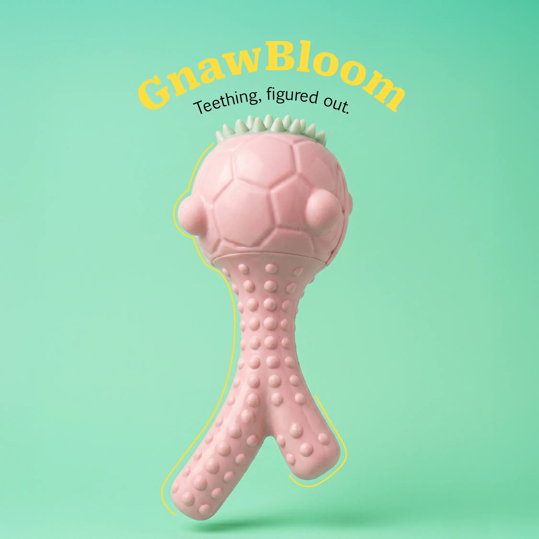 GnawBloom | Teething Toy with Textured Top & Built-In Squeak
