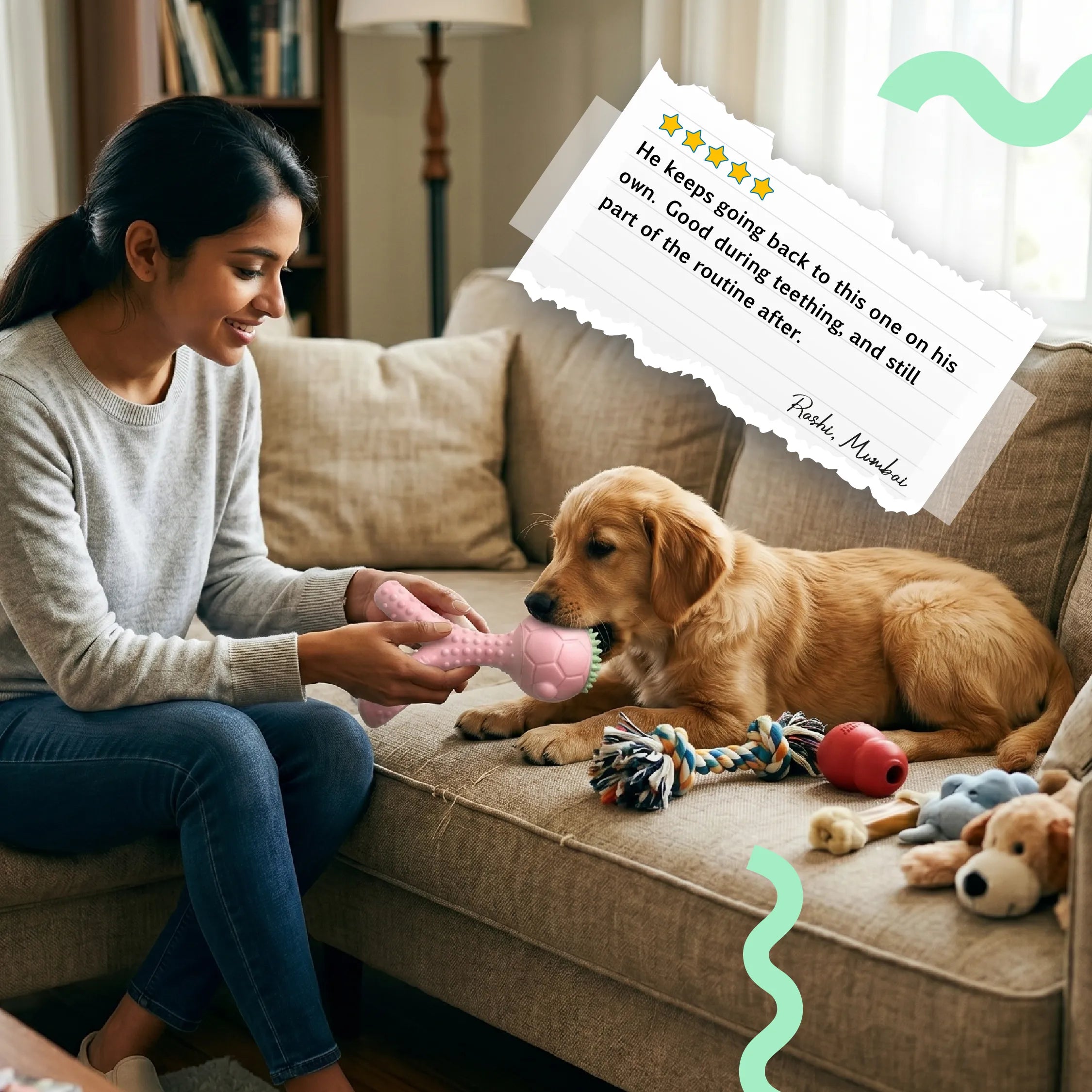 GnawBloom | Teething Toy with Textured Top & Built-In Squeak
