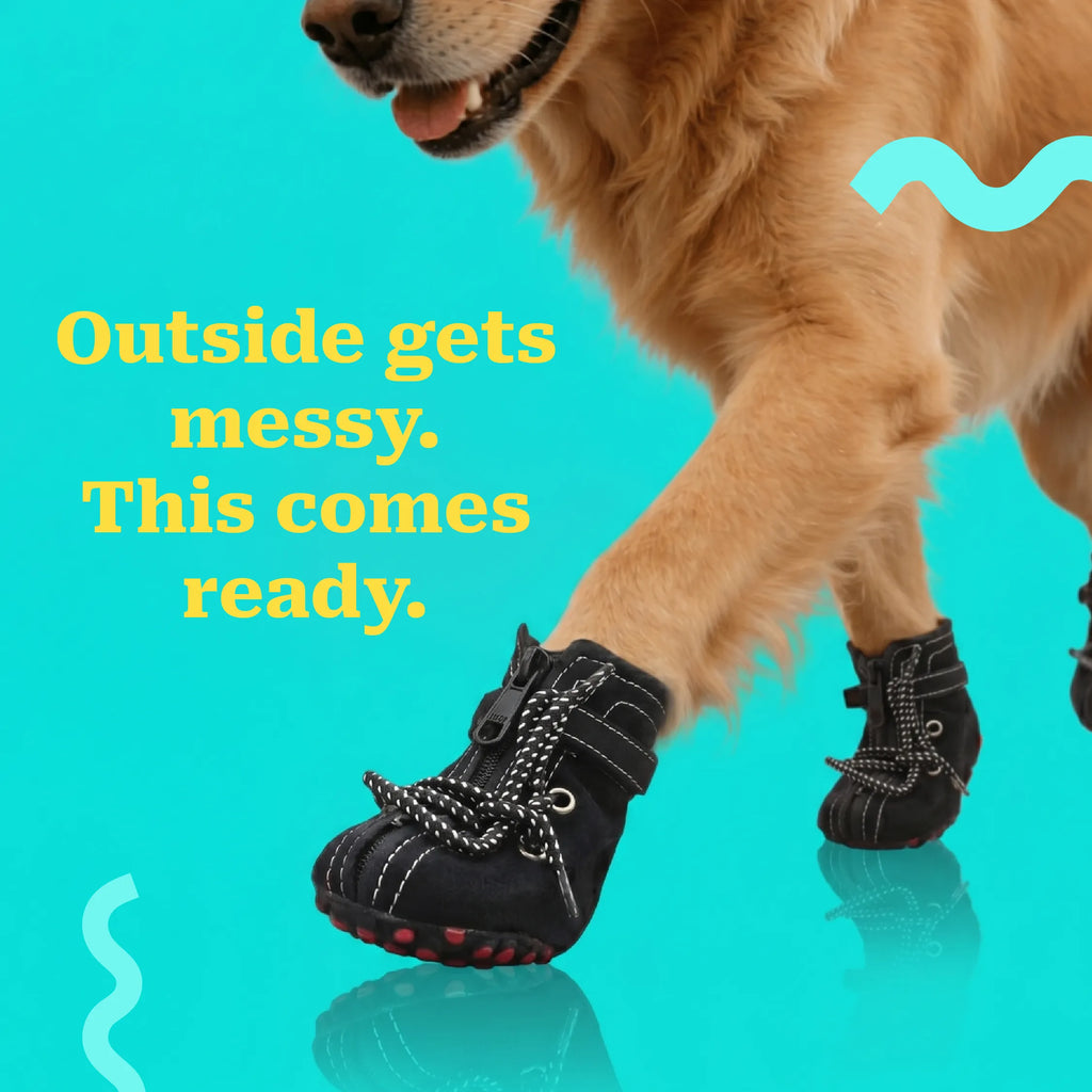 NoirVolt Boots | Faux Leather Waterproof Paw Boots with Grip Sole