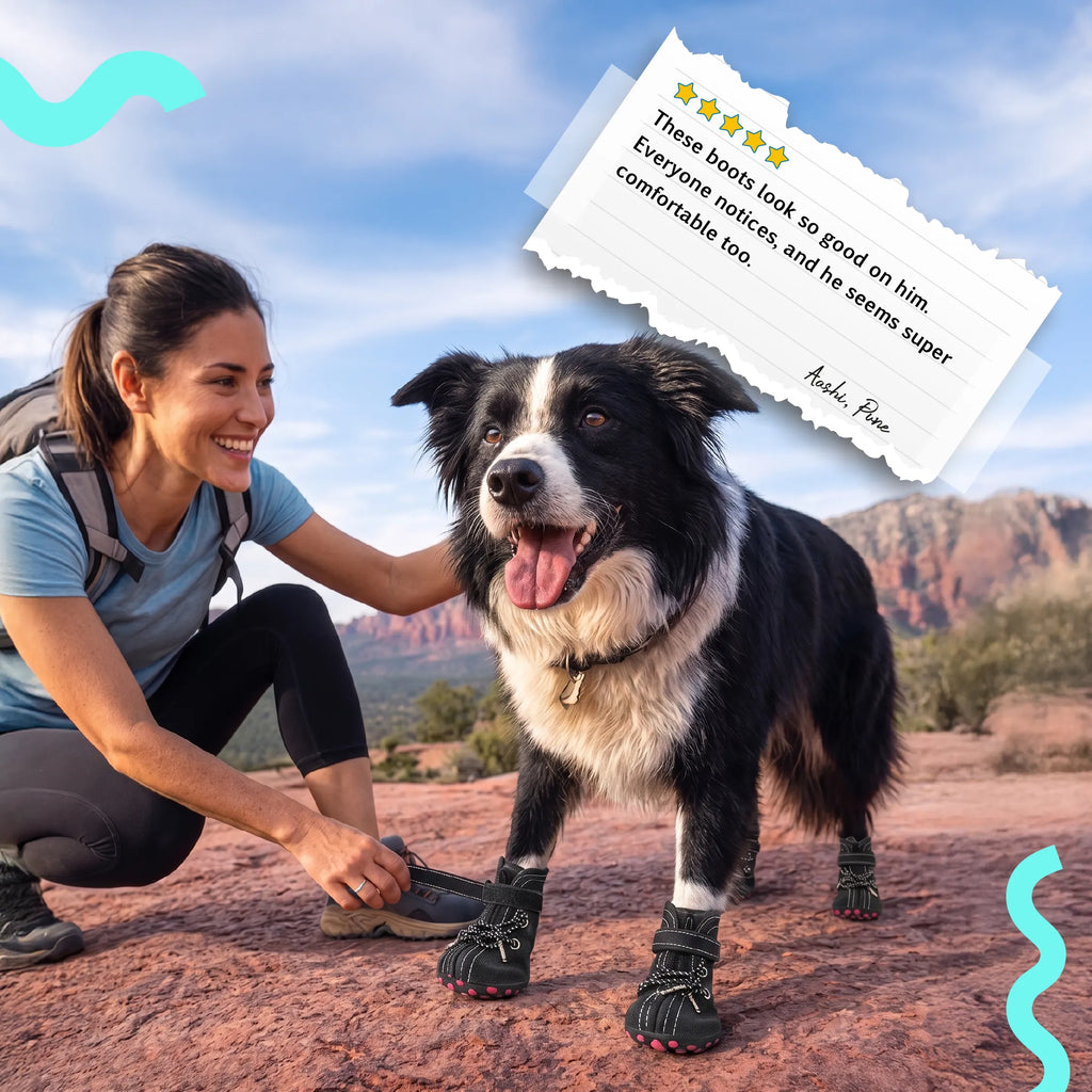 NoirVolt Boots | Faux Leather Waterproof Paw Boots with Grip Sole