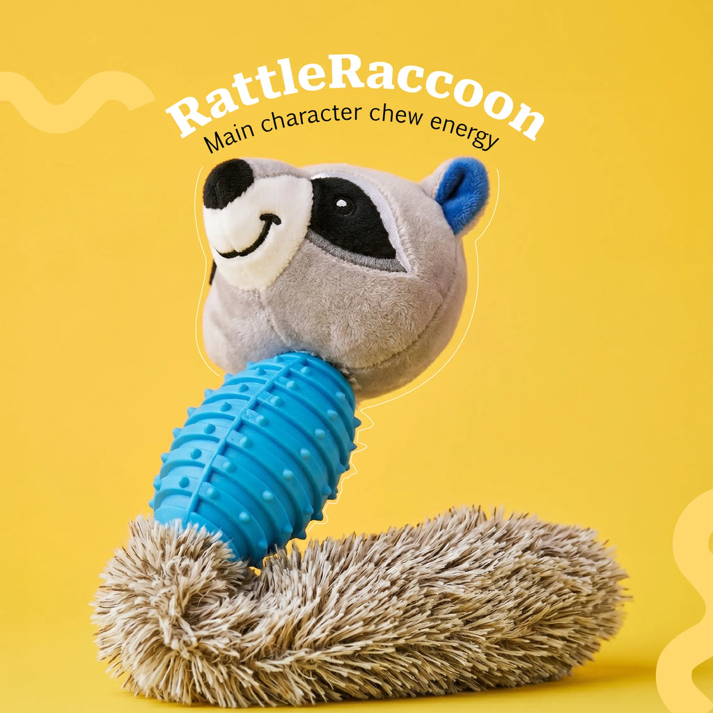 RattleRaccoon | Crinkle Squeaky Toy for Pet Play